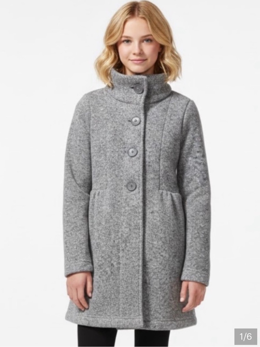 Patagonia girls better sweater coat grey peacoat button front fall winter Medium